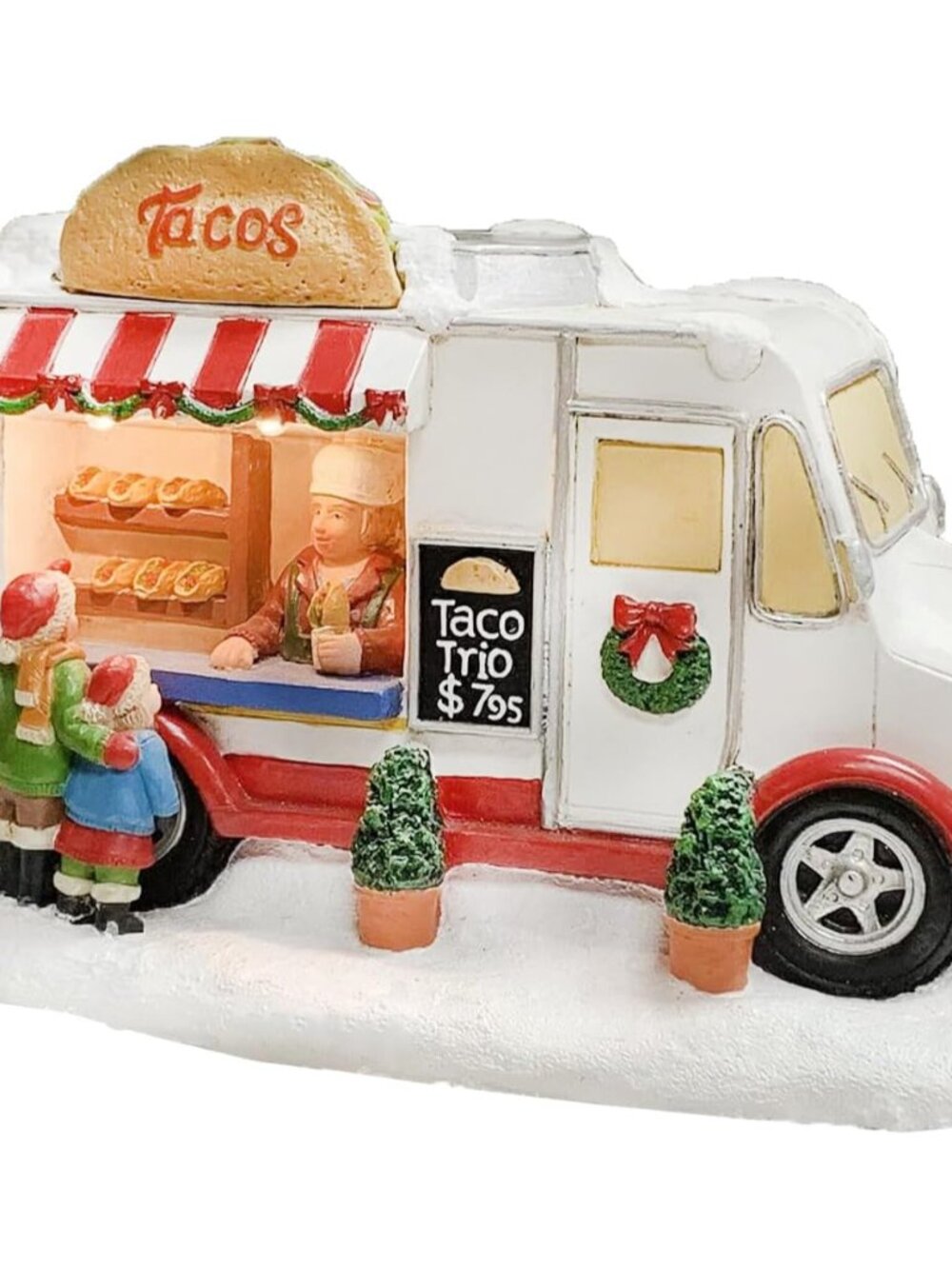 Christmas Village Taco Truck LED Lighted Food Vendor Scene, Battery Operated Hol
